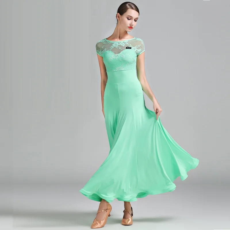 

3 Colors Green Ballroom Dress Woman Foxtrot Dress Ballroom Waltz Dresses Lady Dancing Spanish Flamenco Dress Dance Wear B-6182