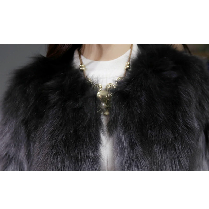 

High End Real Fur Jacket Female 2019 New Winter Women Fox Fur Gradient Mid-long Coat Fashion Fur Coat Casaco De Pele LH582