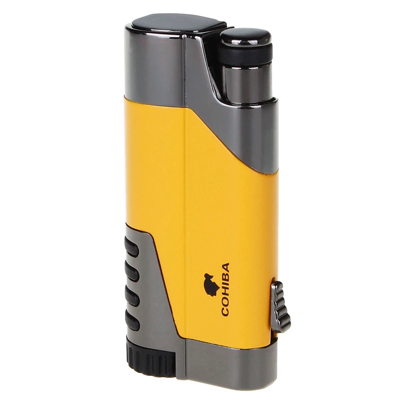 COHIBA High-Grade Titanium Windproof Jet Flame Refillable Inflatable Lighter & Cigar Punch Gas Torch | Дом и сад