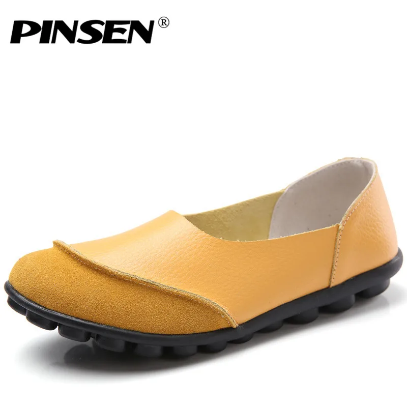 PINSEN/Новые модные женские балетки; мокасины на плоской подошве; женские слипоны из натуральной кожи; женские мокасины на плоской подошве; женская обувь для вождения
