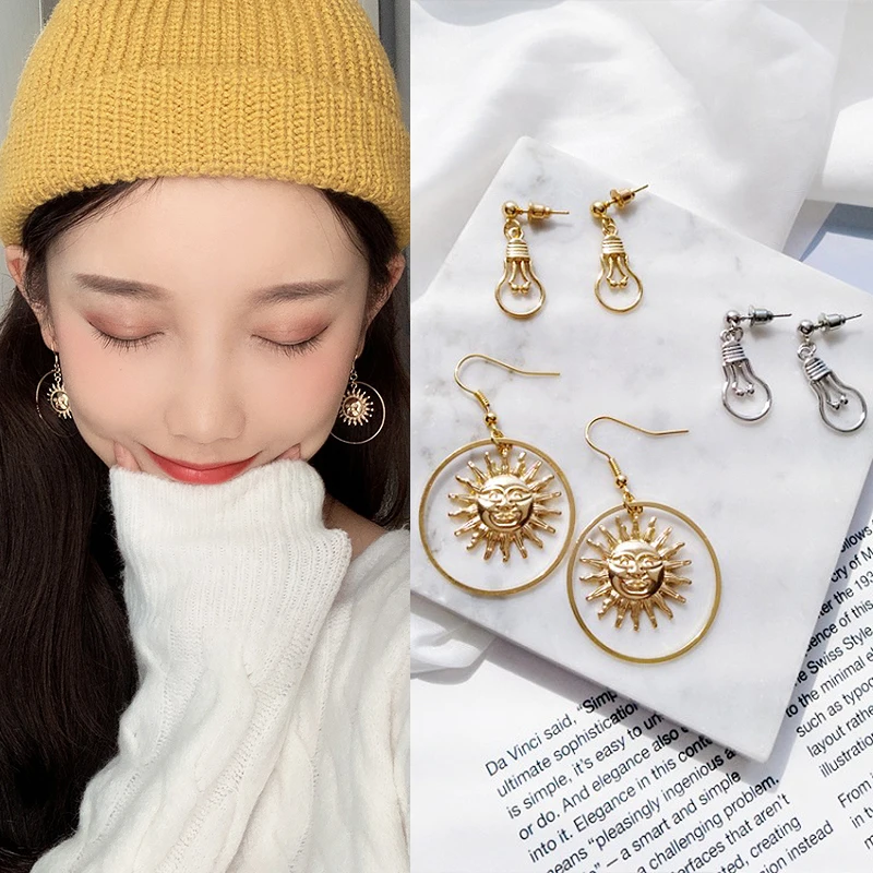 Простые серьги 1 пара металлические забавные рандомные модные женские в японском