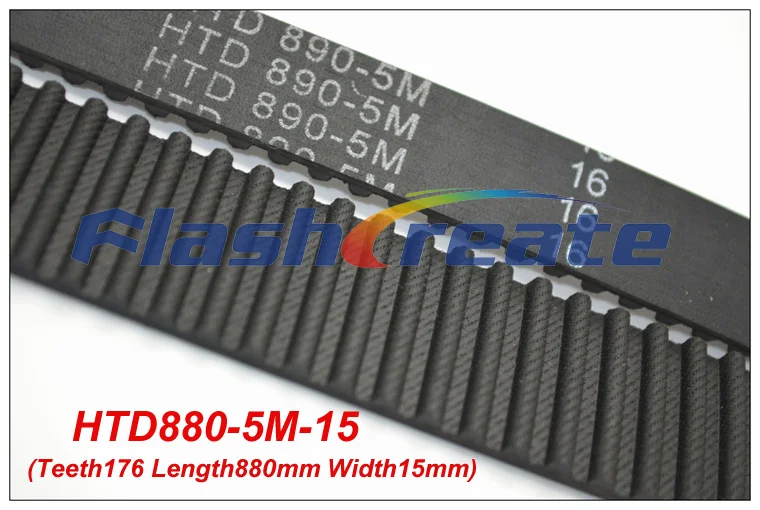 

5pcs HTD5M belt 880 5M 15 Teeth=176 Length=880mm Width=15mm 5M timing belt rubber closed-loop belt 880-5M S5M Belt 5M Pulley