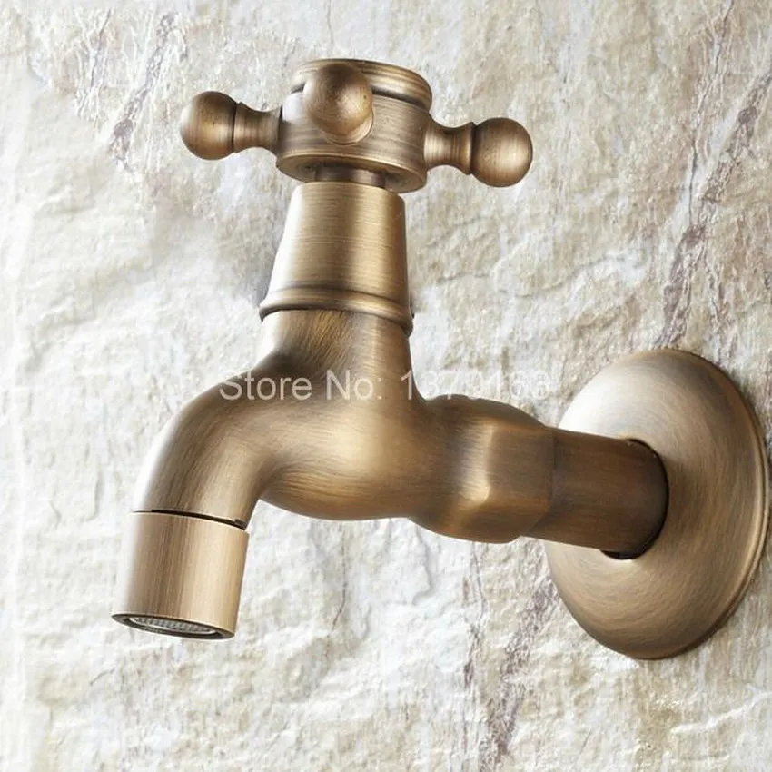 antique brass laundry bathroom kitchen wall mount basin faucet single cold tap aav103 free global shipping