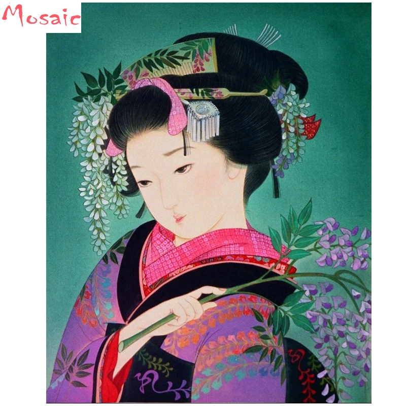 Geisha Японская женщина сделай сам 5d полная алмазная живопись вышивка крестиком