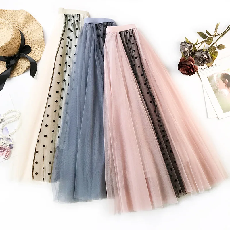 

Layered Woman Summer Mesh Skirts High Waisted Ladies Party Casual Skirts Elegant Gown Mesh Skirts for Woman Spring