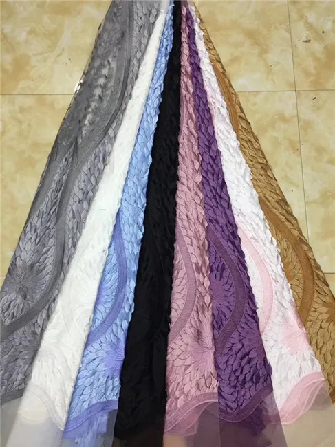 

African Lace Fabric,2019 Embroidered Laces Fabric,Pure White High Quality 3D Applique French Tulle Lace Fabric For Wedding Lace