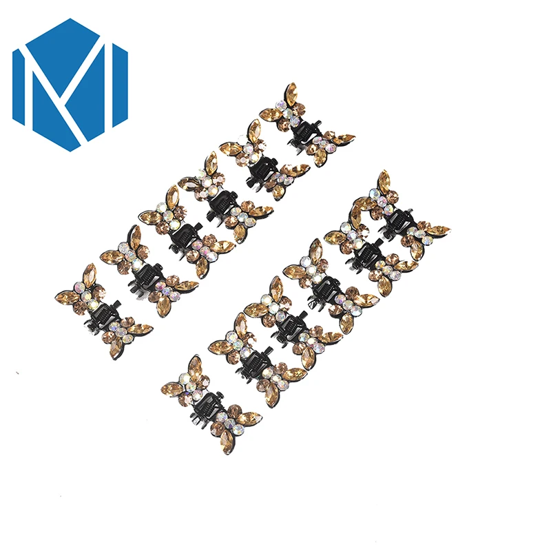 12 шт./набор девочек кристальных мини-заколок для волос, заколки-клешни, крючки для волос, аксессуары с бантом, женские украшения для волос.