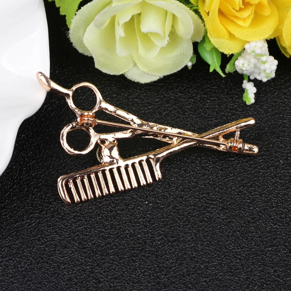 Bonsny Scissors Comb Brooches For Women Girl Brooch Pin Collar Suit Scarf Decoration New Fashion Jewelry Accessories | Украшения и