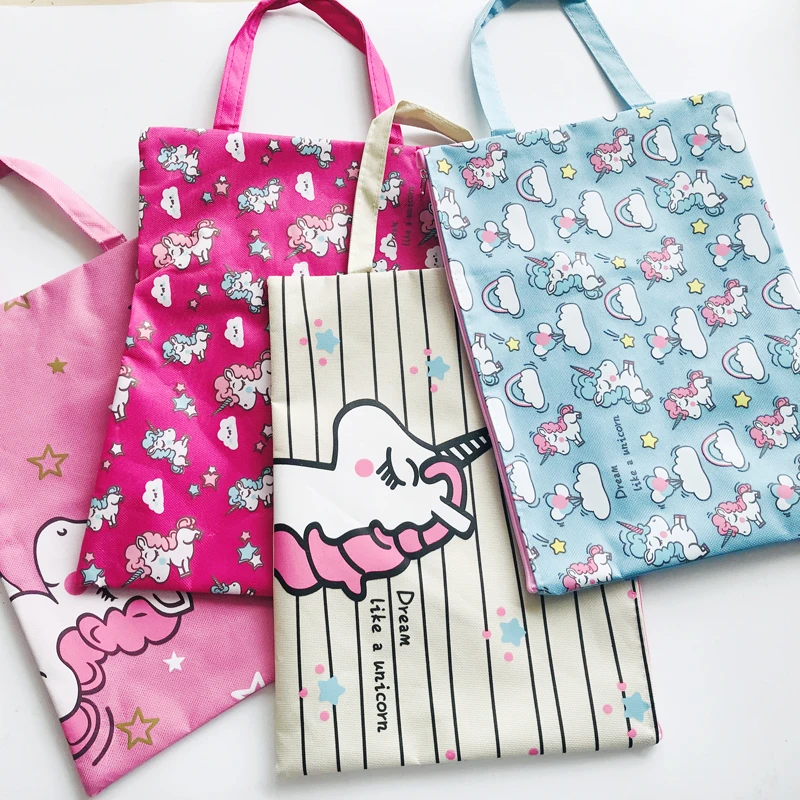 1 Холщовая Сумка для документов A4 с милым радужным единорогом сумка ручек деловой