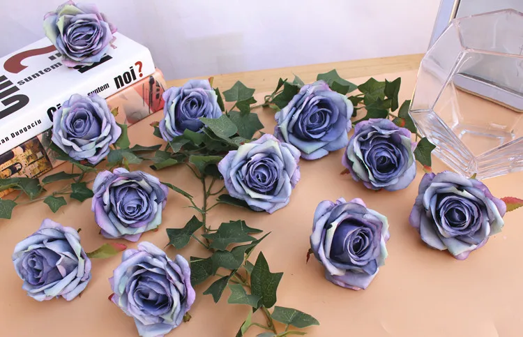 10 шт высокая имитация цветка розы голова Шелковый цветок DIY свадебный цветок стены фон украшения розы/7 см диаметр Шелковый цветок