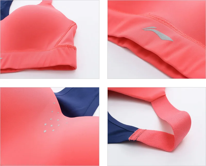 Li-Ning, женские спортивные бюстгальтеры для бега, дышащие, поддерживающие эластичность, 79% полиэстер, 21% спандекс, подкладка, спортивный бюстгальтер, AUBP012 WBJ199