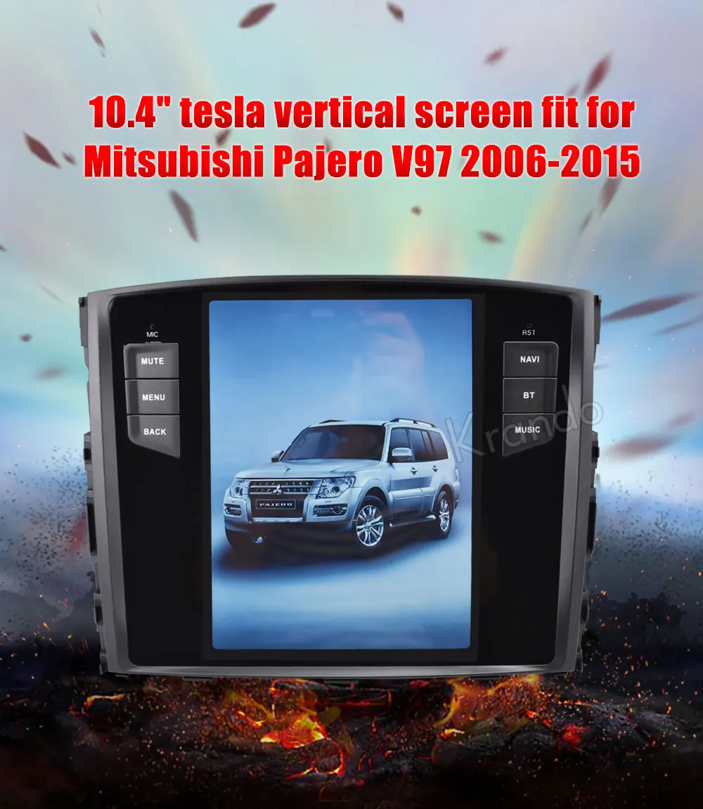 Krando Android 8,1 10," Tesla вертикальный сенсорный экран автомобильный Радио плеер gps для Mitsubishi Pajero V97 2006- мультимедийная система