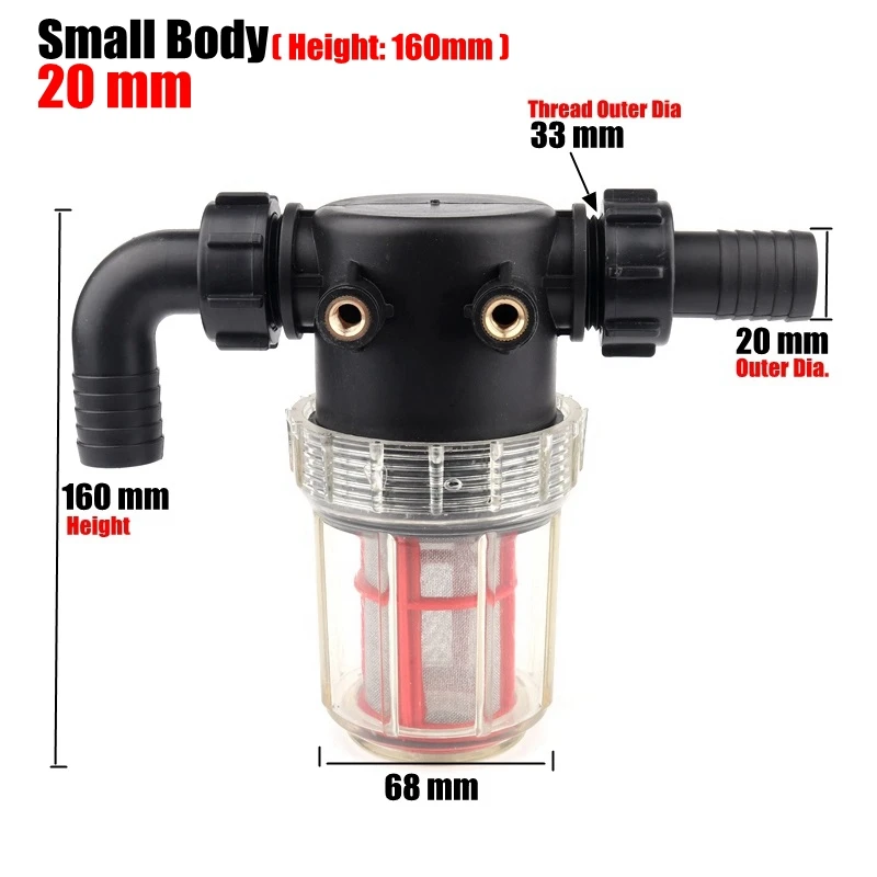 Small Body 20mm 20 25 32mm 50Mesh Transparent Water Filter Garden Irrigation Filters Agriculture Visible Pipe Pre-Filter Pet Aquarium Filter - Цвет: Small Body 20mm