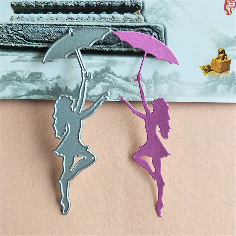 10.1*3.6cm Umbrella Girl DIY Die Cutting Template Metal Steel Dies Stencils Scrapbooking Decorative Embossing Suit Card | Дом и сад
