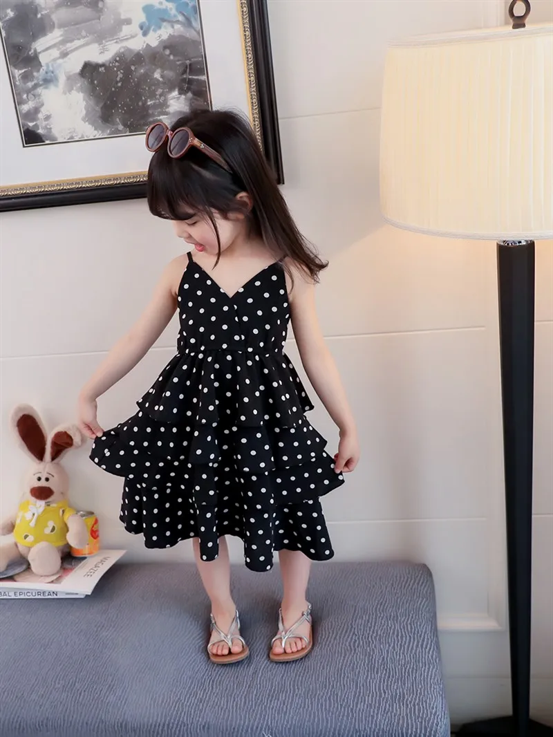 Raisevern New Summer Teen Girls Clothing Outfits Cotton Short Dot Dress Set Casual School Children Clothes Kids | Детская одежда и