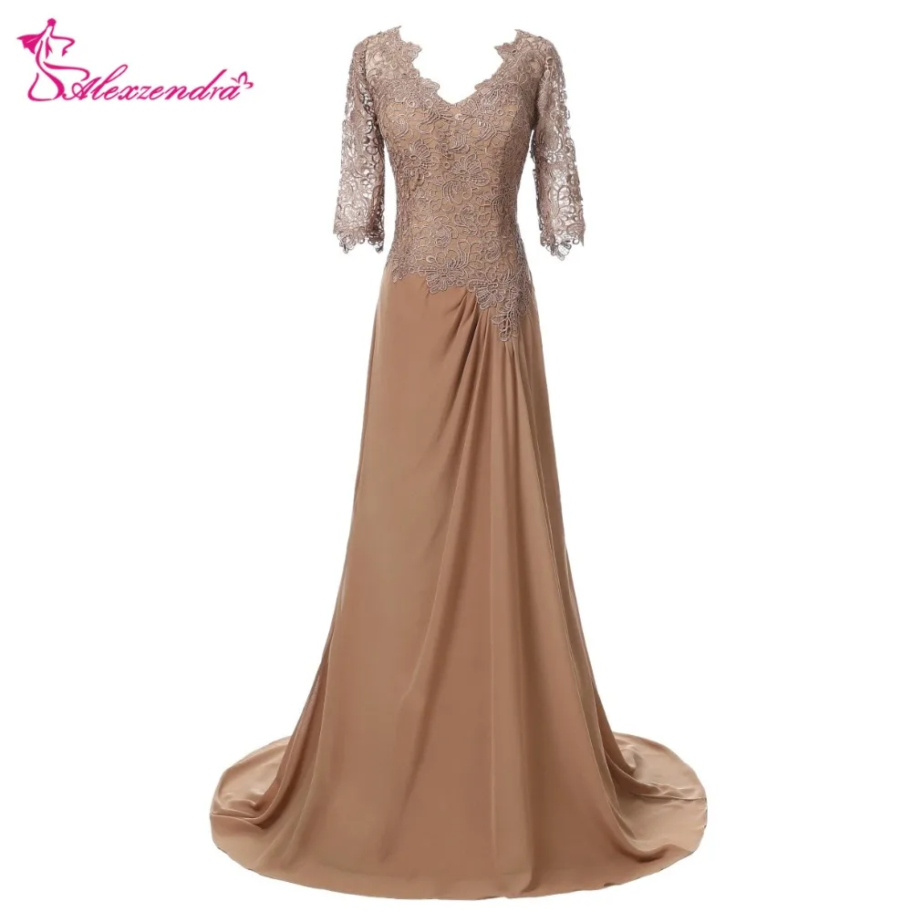 Alexzendra темно Шампанское шифоновое ТРАПЕЦИЕВИДНОЕ ПЛАТЬЕ для матери невесты с