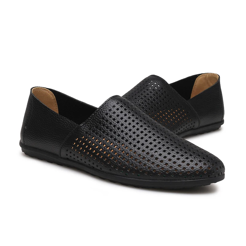 Плюс Размеры 46 Для мужчин повседневная обувь с острым носком полые Обувь кожаная