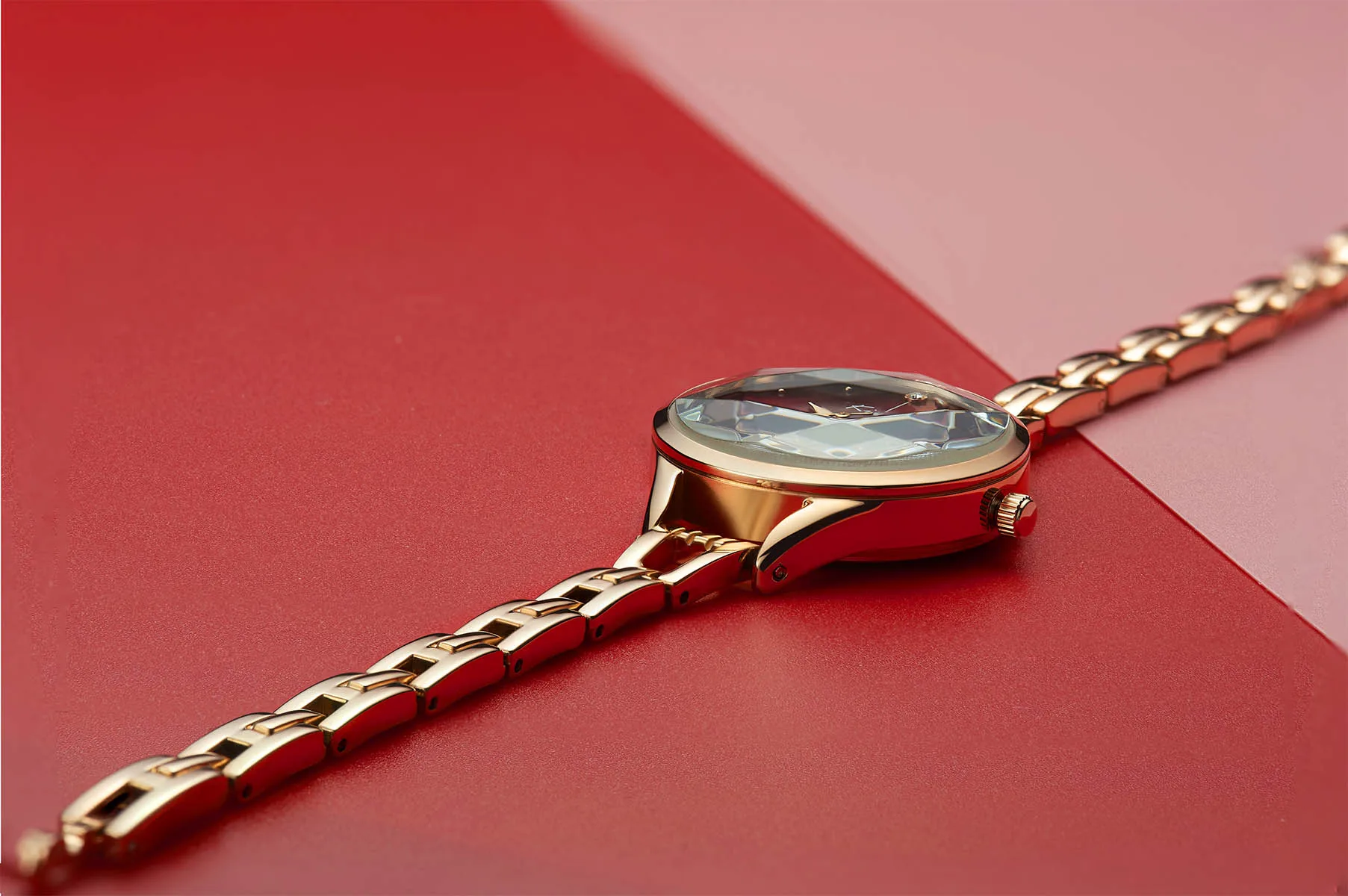 KIMIO красочные кварцевые с бриллиантами часы алый розовый золотой браслет Женское