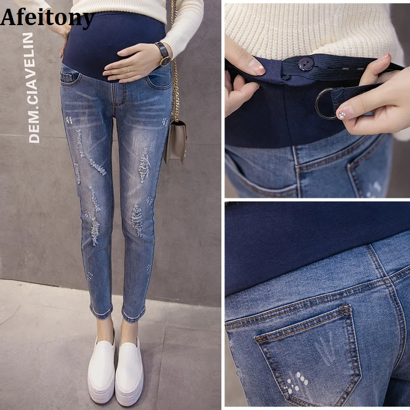 Беременность джинсы для беременных Брюки женская одежда брюки кормящих Опора