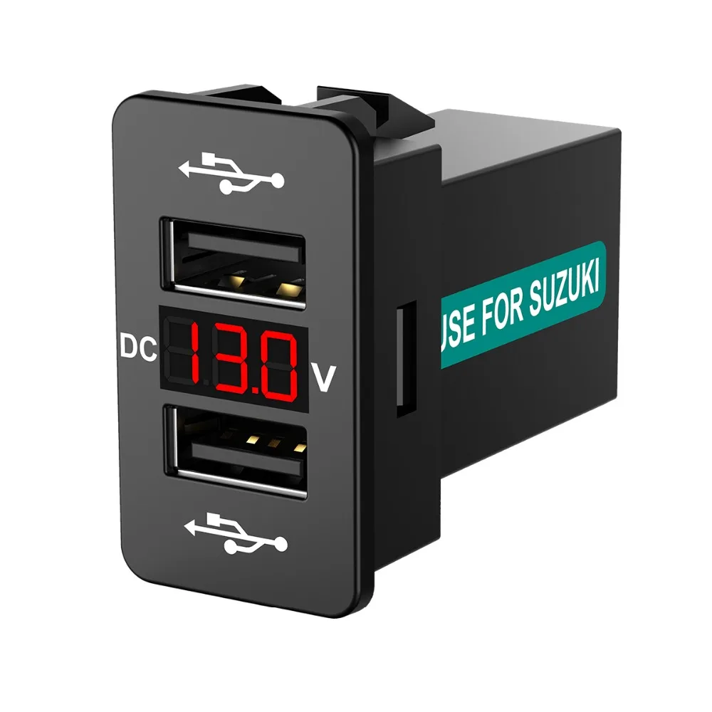 CHELINK 12 В двойной USB Автомобильное зарядное устройство с светодиодный вольтметр дисплей адаптер питания для Suzuki 2 в 1 Вольтметр и USB зарядное устройство