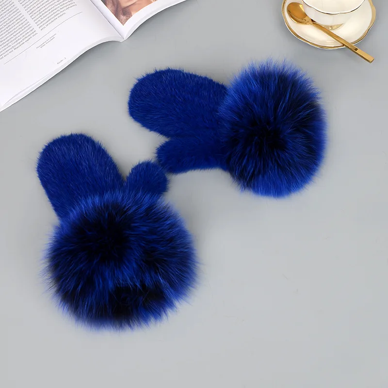 Female mink gloves color bare fingers winter warm fur hair hand-made fox hai MZ101 | Аксессуары для одежды
