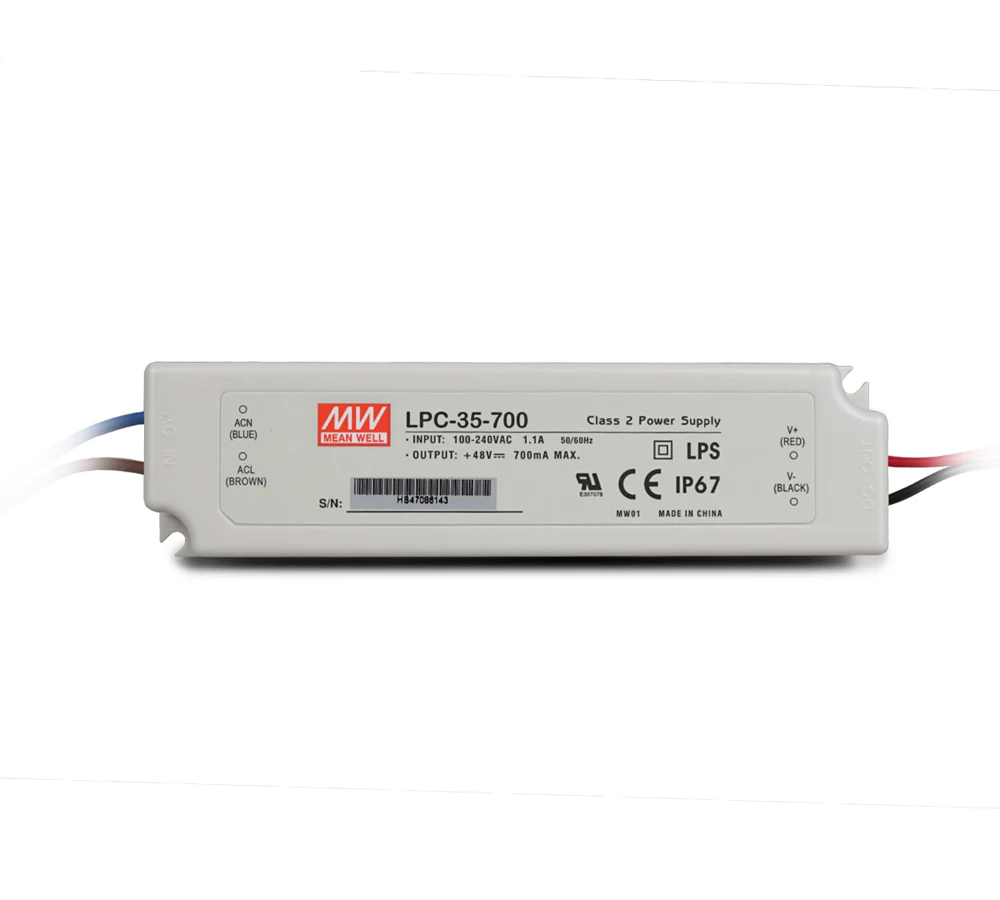 MEAN WELL LPC-35-700 Светодиодный источник питания постоянный ток 700мА выход 33,6 Вт 9~ 48 В meanwell светодиодный драйвер