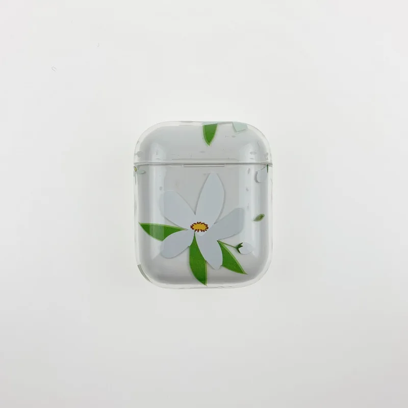 Прозрачный чехол с цветами для Airpods для милой девушки милый мизинец идеальный дизайн для Apple Airpods2 bluetooth чехол для наушников - Цвет: white
