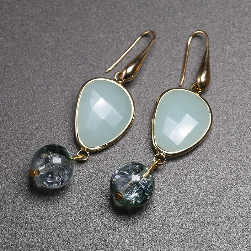 Модные ювелирные аксессуары винтажные серьги с зелеными кристаллами в форме