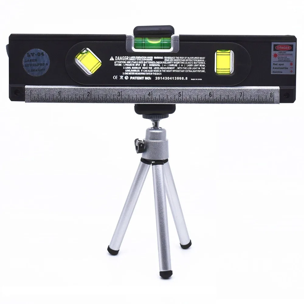 Laser Level Tripod Лазерный уровень 4 в 1 вертикальный горизонт поперечная линия Магнитная измерительная лента выравниватель лазерные маркировочные линии точные оптические инструменты - Цвет: Laser Level Tripod