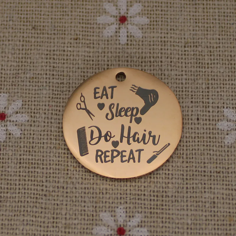 Ladyfun настраиваемый Eat Sleep Do Повтор волос Подвеска Шарм Круглый 25 мм стилист волос подарок унисекс Женские Подвески для изготовления ювелирных изделий