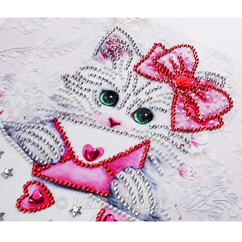 Special Shaped Diamond Painting Cat Cup Embroidery Cartoon Shining Round Mosaic Picture Of Rhinestones 25x25cm | Дом и сад