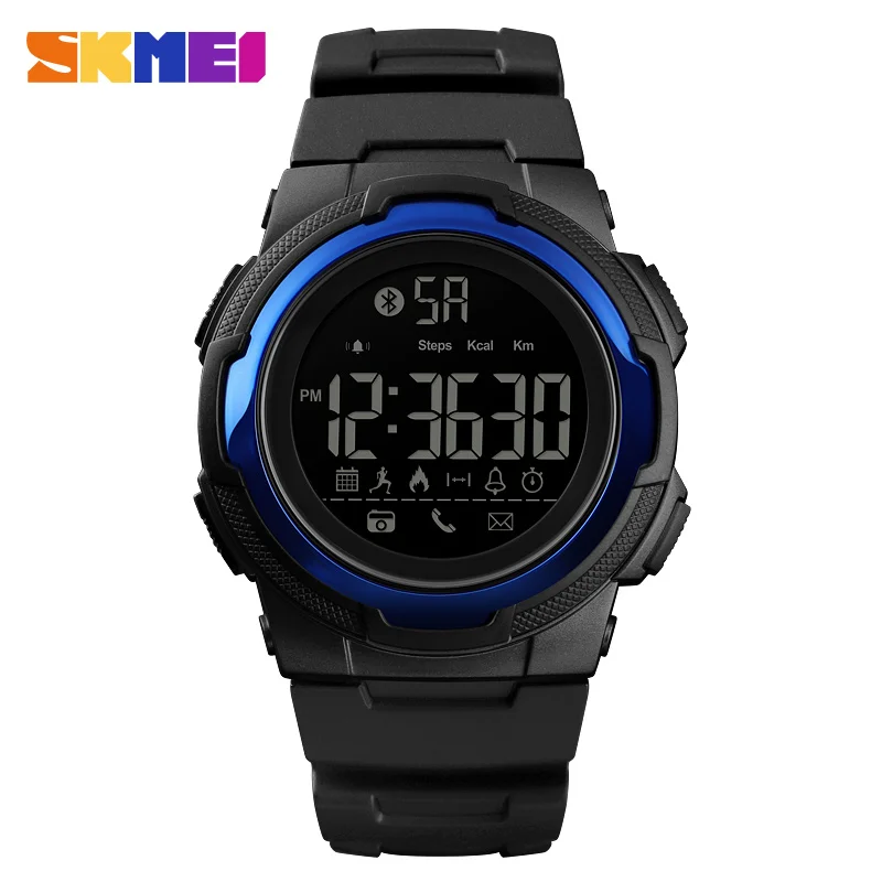 Dark blue SKMEI новые часы мужские спортивные часы Bluetooth умные цифровые часы мужские s Топ люксовый бренд водонепроницаемые часы Relogio Masculino - Цвет: Dark blue