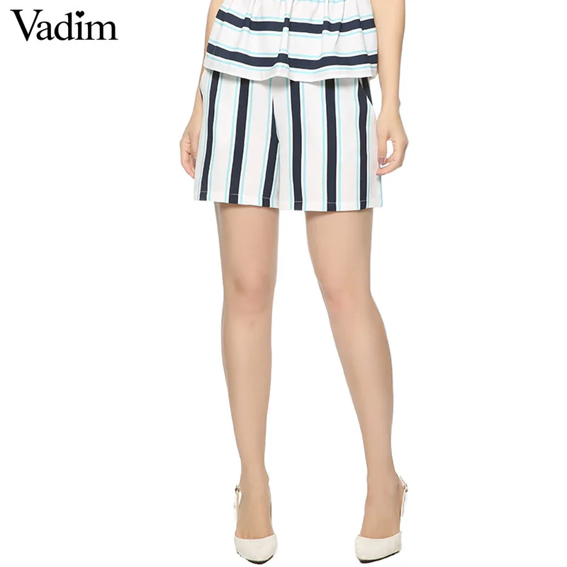 Женские Классические шорты Vadim летние в полоску с эластичной талией и карманами