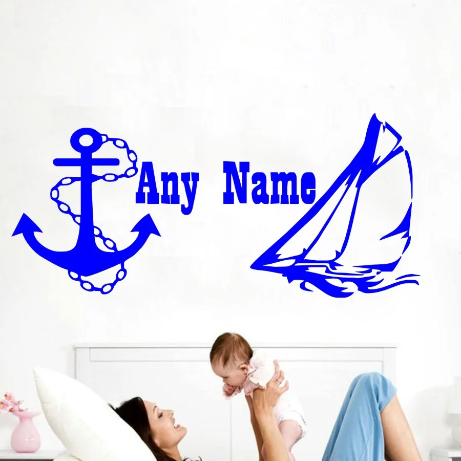 Настенная Наклейка с изображением парусной лодки морского якоря