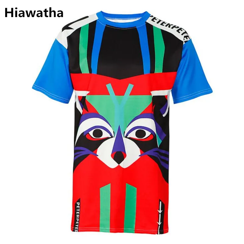 

Женская футболка с коротким рукавом Hiawatha, Повседневная Свободная длинная футболка с мультяшным рисунком, лето 2018
