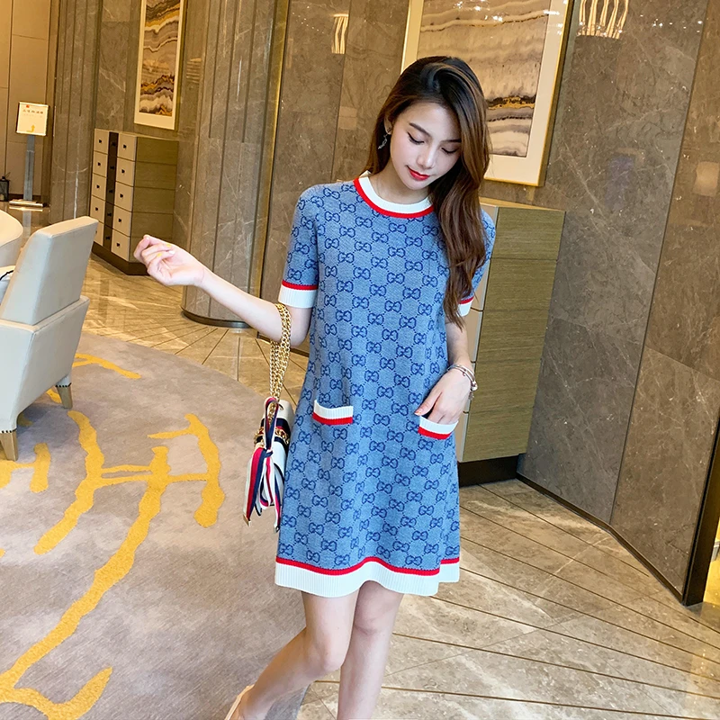 Новейшее женское винтажное жаккардовое трикотажное платье es Lady брендовая одежда