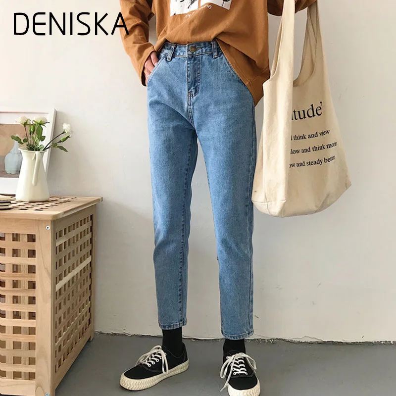DENISKA 2018 Женские повседневные джинсы с высокой талией до щиколотки винтажные