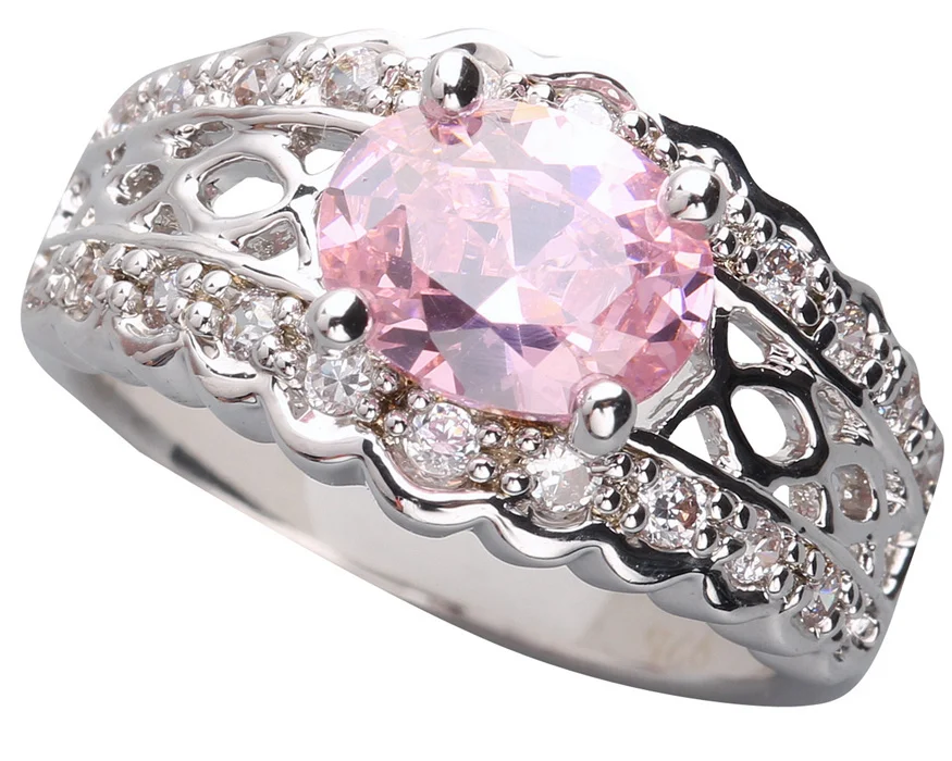 

Nobby Pink Kunzite 6*9mm Semi-precious Stone Silver cool for women Ring Q1021