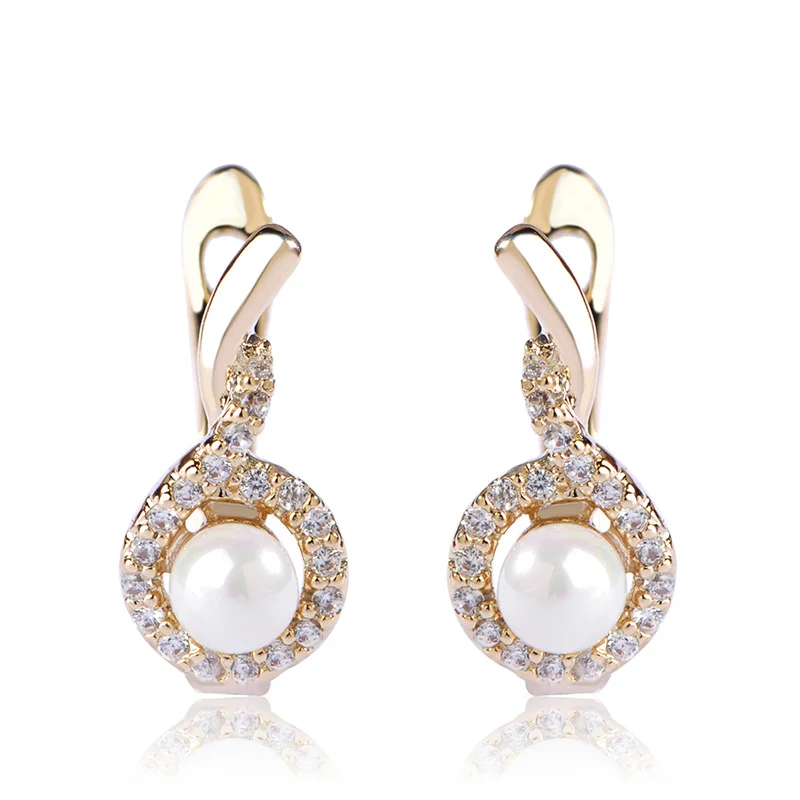 Высокое качество сладкий стиль жемчужные серьги с искусственным циркона