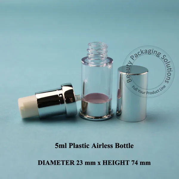 Оптовая продажа 50 шт./лот 5 мл PS безвоздушный насос для лосьона с крышкой бутылка