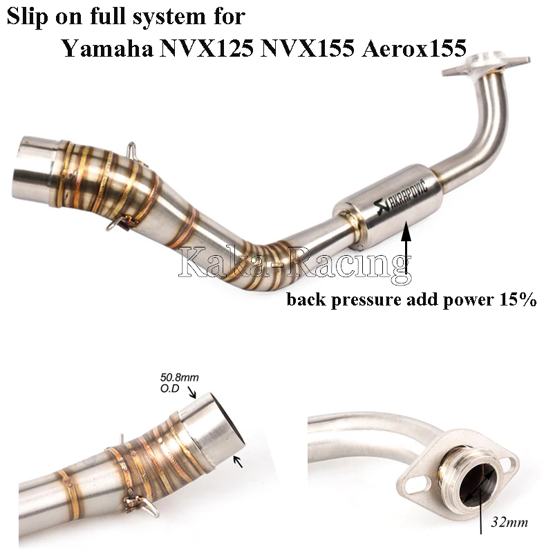 Выхлопная труба для мотоцикла скутера передняя средняя установка полная система для Yamaha NVX125 NVX155 NVX 155 125 Aerox155 2015-2017.