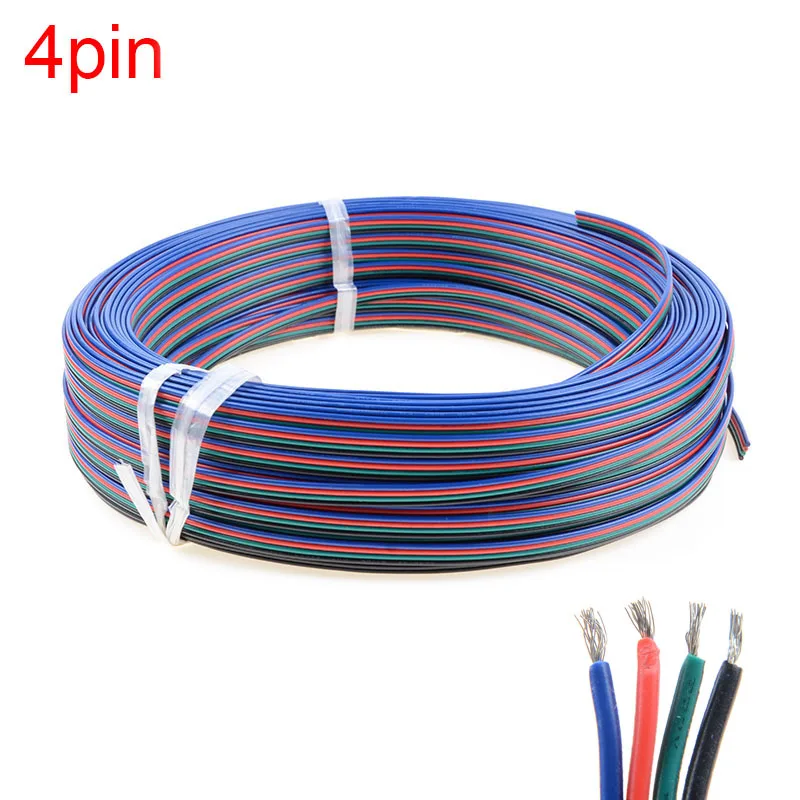 Луженая Медь 22AWG led RGB кабель, 4 pin RGB кабель с ПВХ изоляцией провода, 22 awg UL2468 полосы расширения подключения провода