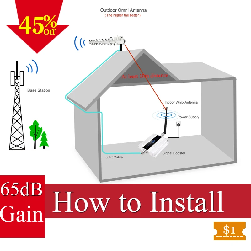 Россия 4G LTE 1800 МГц Усилитель GSM усилитель 2G DCS ретранслятор мобильного телефона
