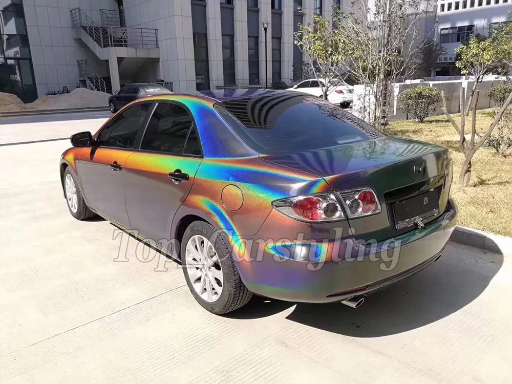 Радужная серая психоделическая глянцевая виниловая пленка с откидной крышкой