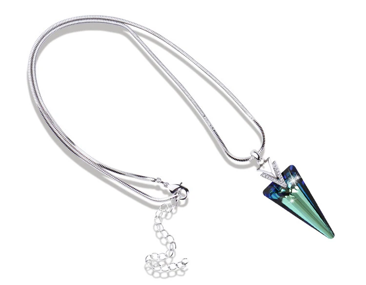 Warme Farben Кристалл от Swarovski треугольный кристалл кулон ожерелье со змеиной цепочкой хорошее ювелирное изделие подарок для леди ожерелье