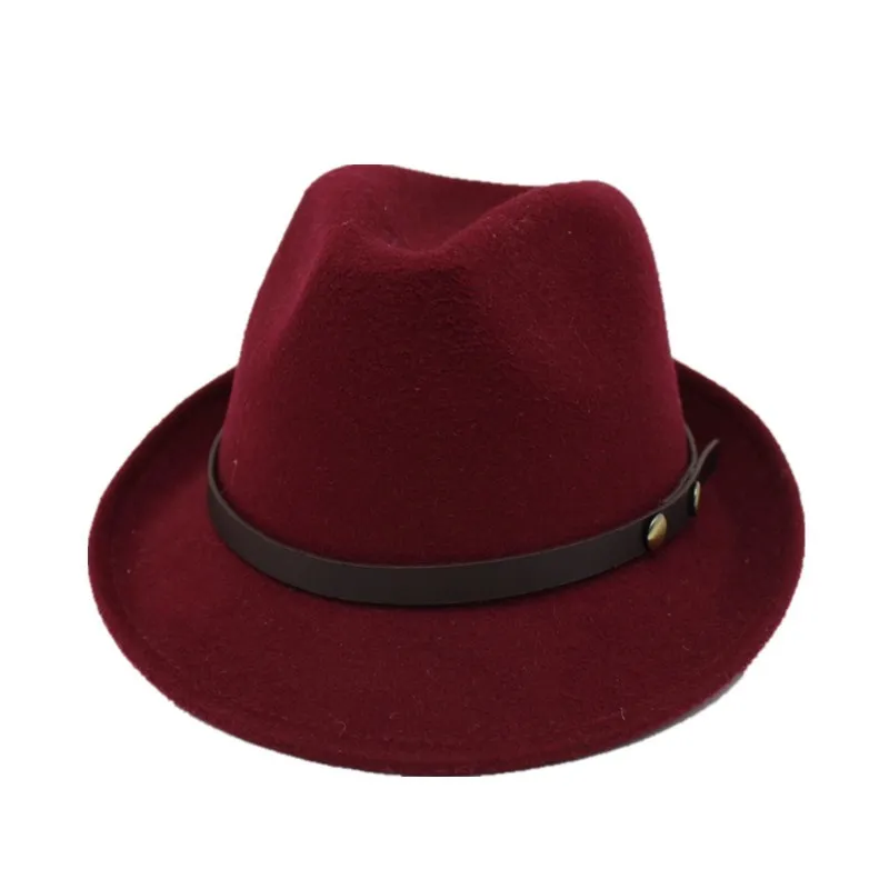 Wine red OZyc шерсть для женщин и мужчин Chapeau Femme Fedora шляпа для джентльмена сомбреро Элегантная Леди Трилби церковный Дерби Клош солнцезащитная Кепка - Цвет: Wine red