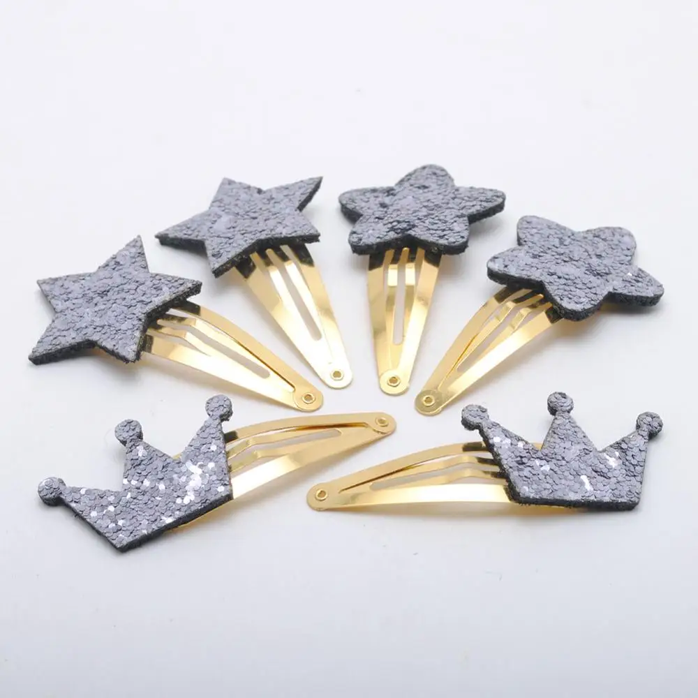 6PCS Silver Hairclip 6 шт./8 шт./лот, заколки для девочек, блестящая корона в форме звезды, подарок на день рождения, аксессуары для волос для девочек, детские заколки для волос - Цвет: 6PCS Silver Hairclip