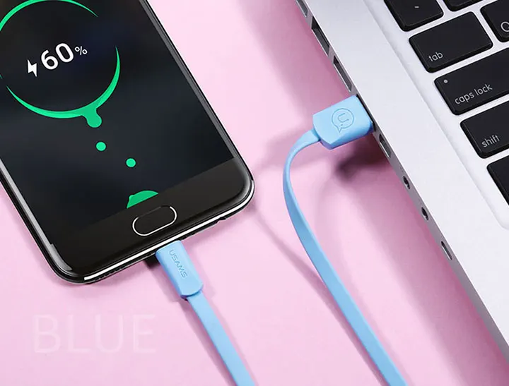 Кабель Micro USB для зарядки и передачи данных для iPhone, USAMS type-C кабель для iPhone X 8 7 plus светильник USB 2A плоский кабель для мобильного телефона