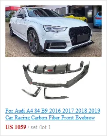 Для Audi A4 S4 B9 гоночный автомобиль два слоя углеродного волокна передний бампер спойлер сплиттеры тела наборы