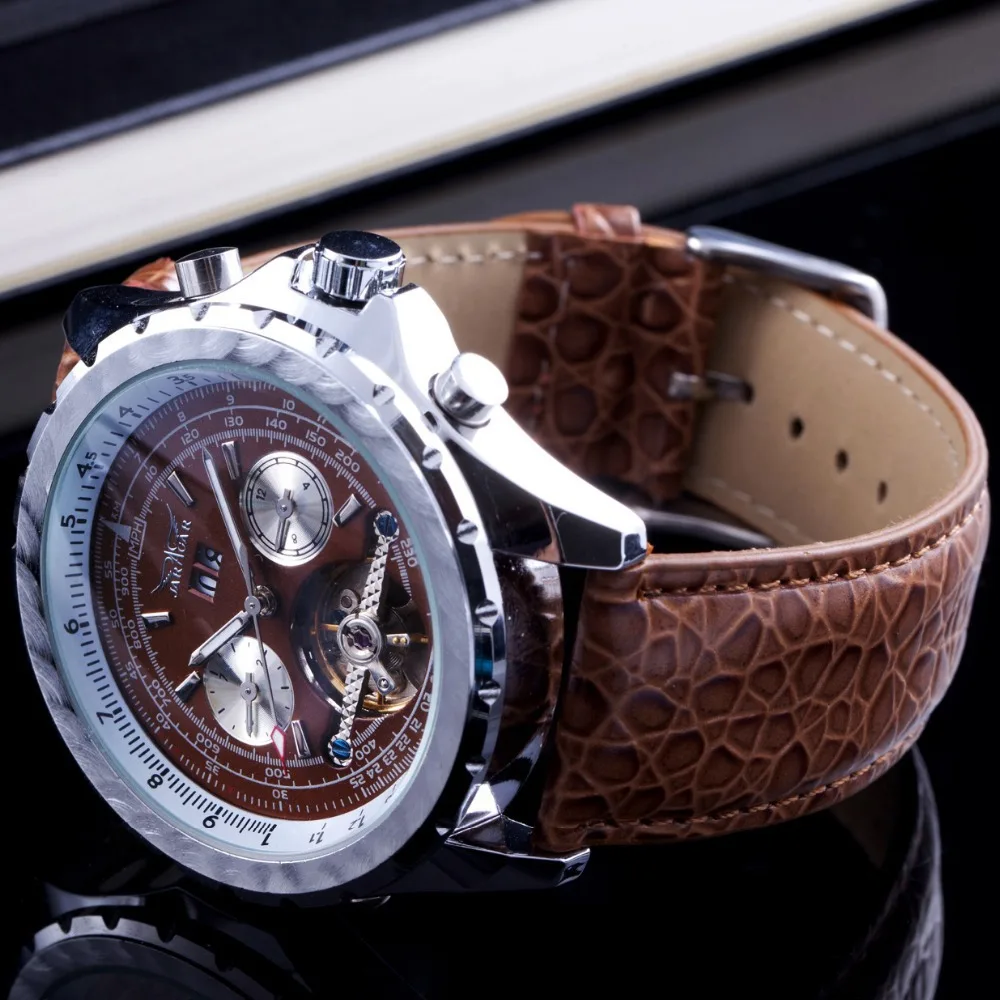 masculino Мода Элитный бренд Jaragar механические Для мужчин Часы Тахометр Tourbillon Автоматическая Дата циферблат Reloj Hombre